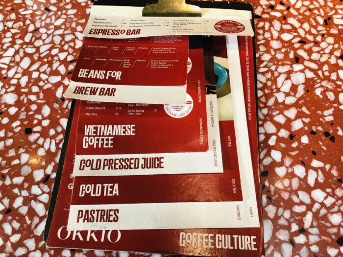 OKKIO CAFFEのメニュー表